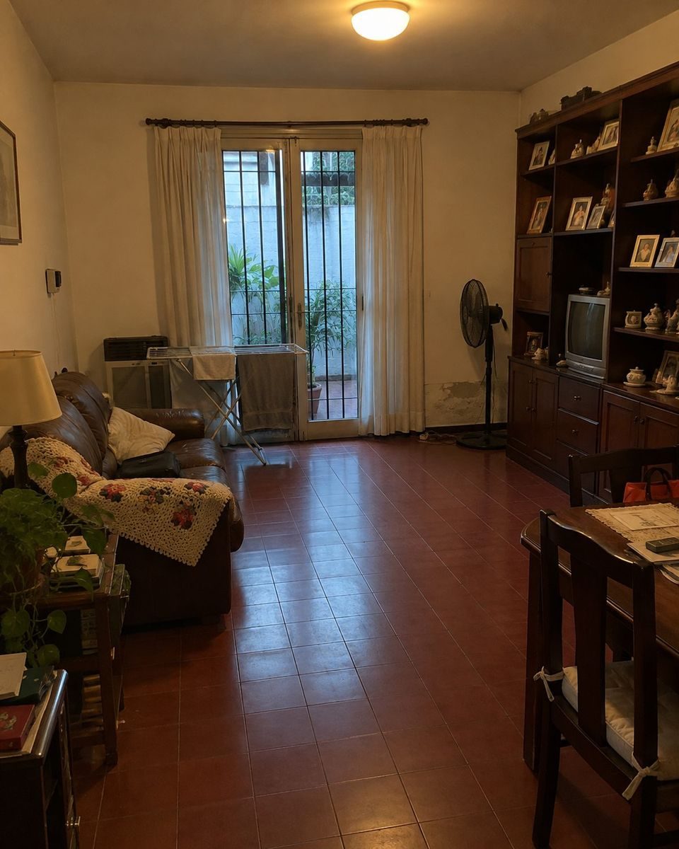 Living en Villa Crespo con muebles viejos
